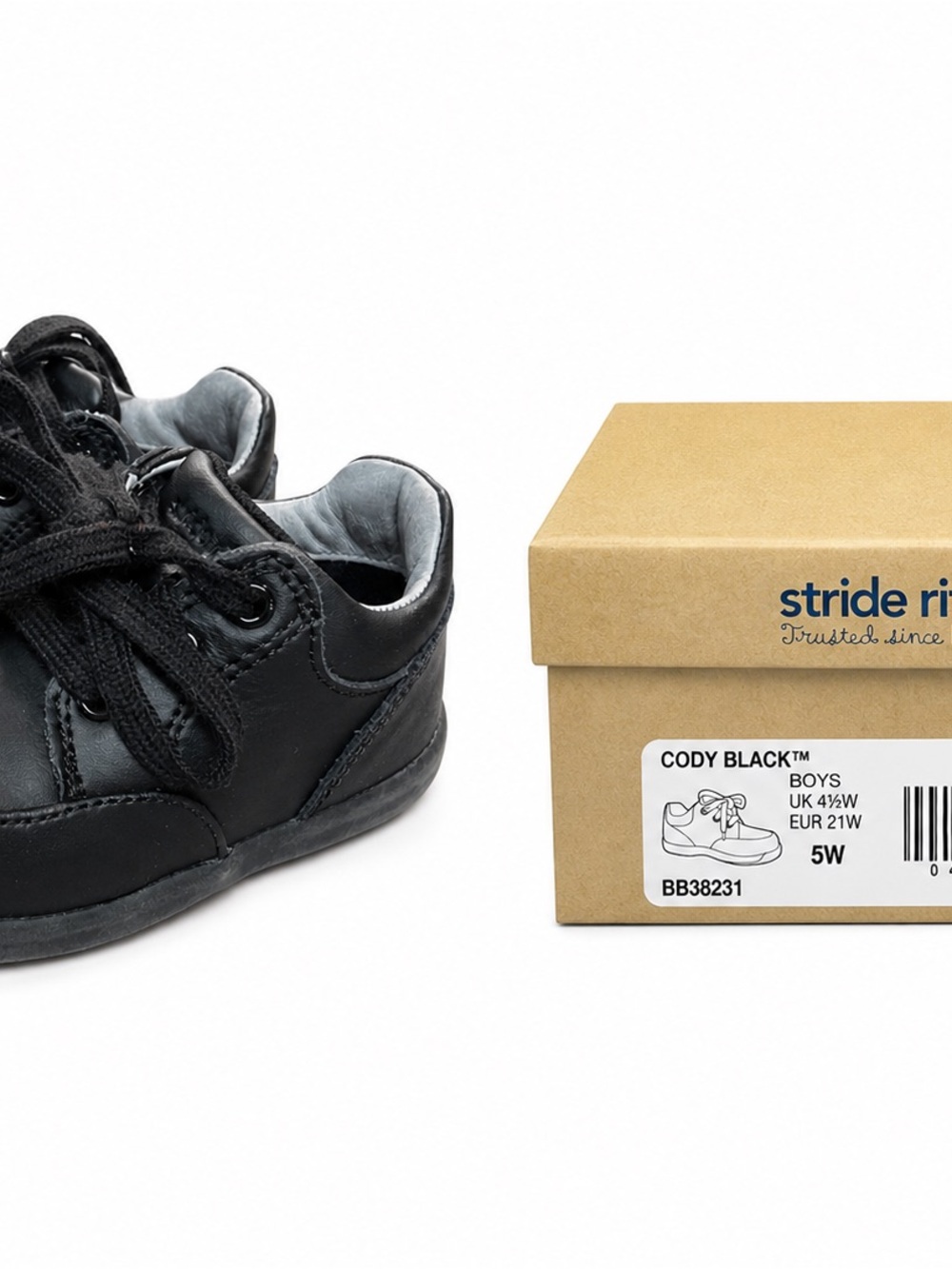 Stride Rite Black Leather Toddler Sneakers